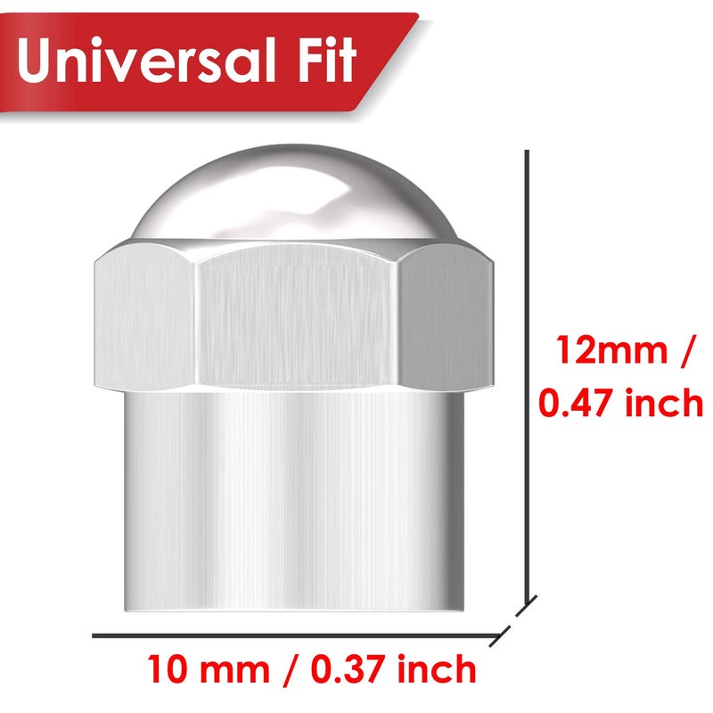 SAMIKIVA Brass Rubber Seal Tire Valve Stem Caps, Dust Proof Covers Universal fit for Cars, SUVs, Bike and Bicycle, Trucks, Motorcycles Flat Top (Chrome Round Top (8 Pack)) - Image 3
